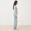 Pull manches longues col bateau gris femme