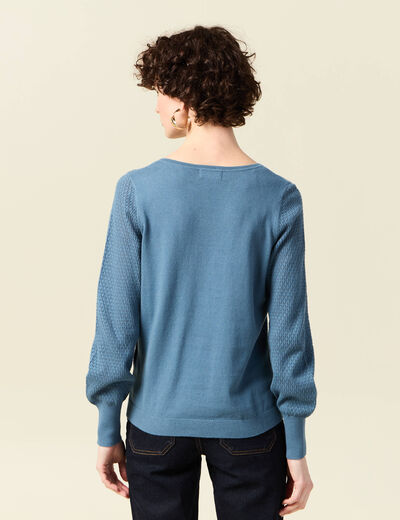 Pull manches longues bleu clair femme