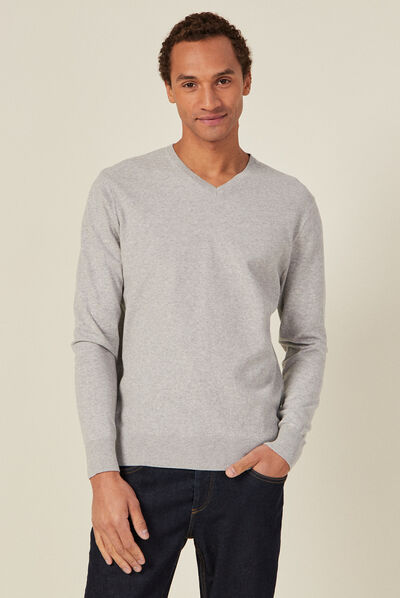 Pull manches longues gris foncé homme