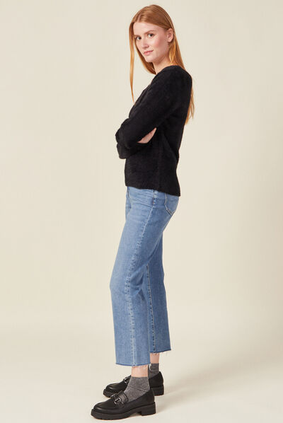 Pull manches longues noir femme