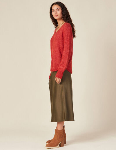 Pull éco-responsable rouge foncé femme