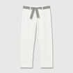 Jeans boyfriend ceintur&eacute; denim blanc femme