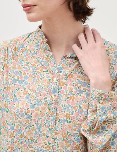 Chemise manches longues fluide bleu pastel femme