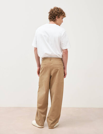 Pantalon coupe large vert kaki homme