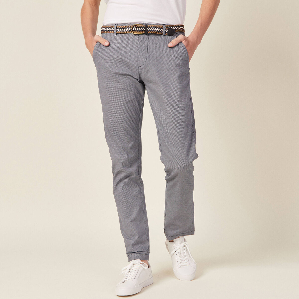 Pantalon chino straight bleu homme