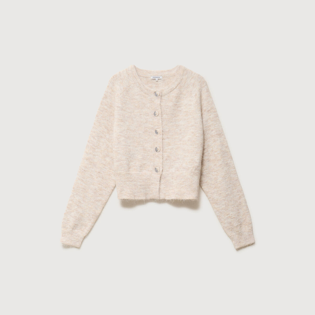 Gilet manches longues col rond creme femme