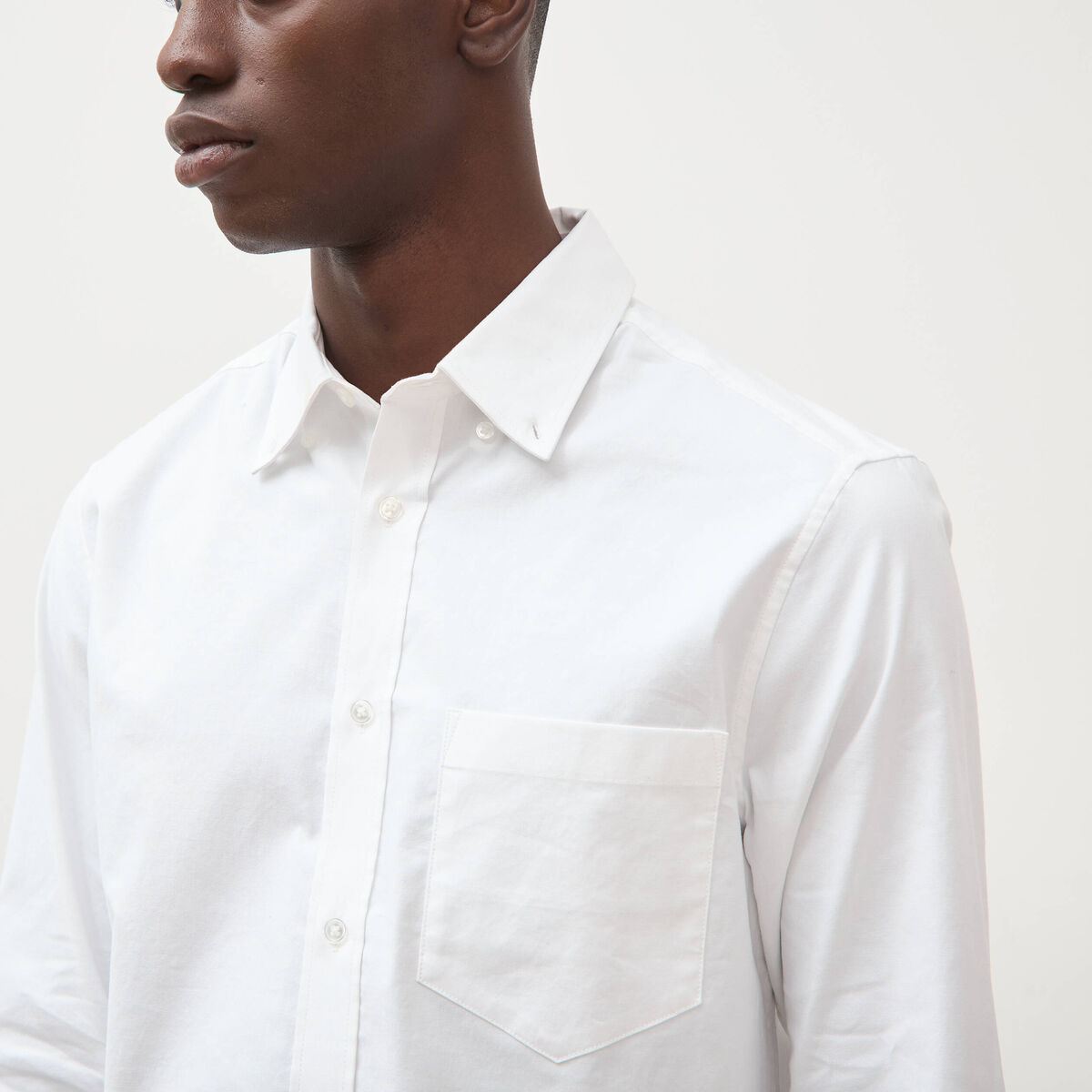 Chemise manches longues col am&eacute;ricain blanc homme