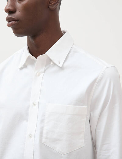 Chemise manches longues col am&eacute;ricain blanc homme