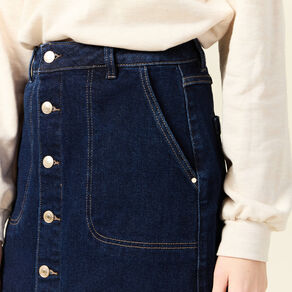 jupe midi droite en jean denim brut femme Jupe midi droite en jean denim brut femme