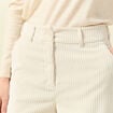 Pantalon large taille haute en velours creme femme
