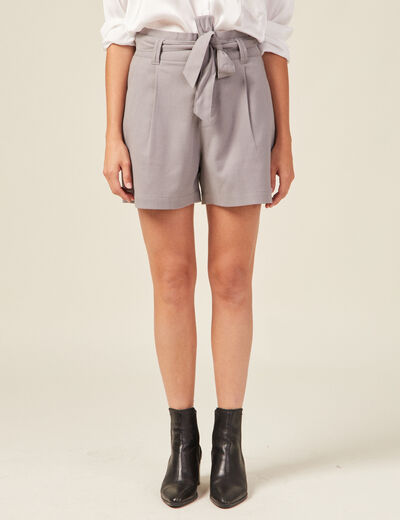 Short paperbag à pinces gris femme