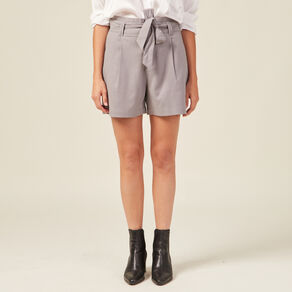 short paperbag a pinces gris femme Short paperbag à pinces gris femme