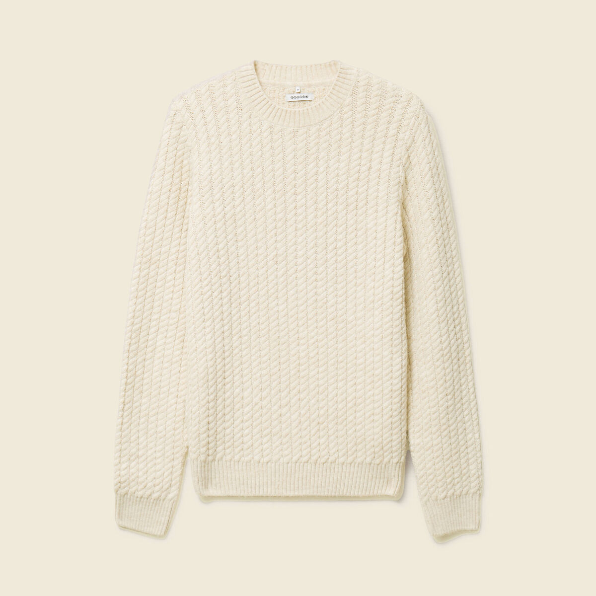 Pull col rond manches longues ecru homme