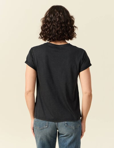 T-shirt en coton manches courtes noir femme