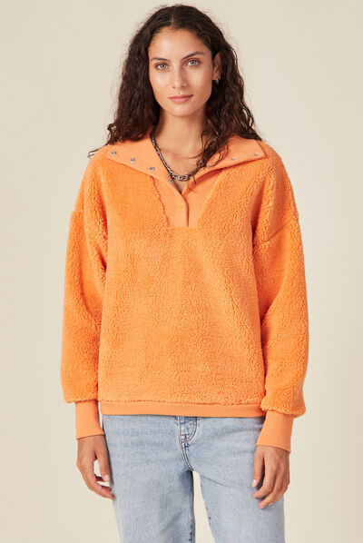 Sweat éco-responsable orange clair femme