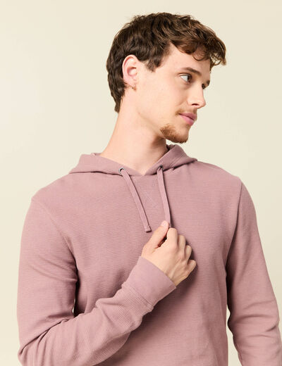 T-shirt &agrave; capuche vieux rose homme