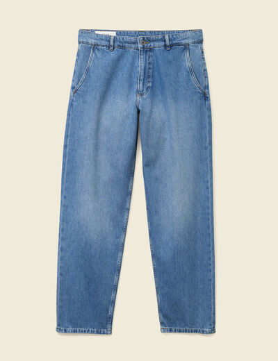Chino droit longueur 32 en coton denim stone homme