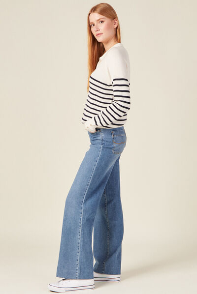 Pull manches longues bleu marine femme