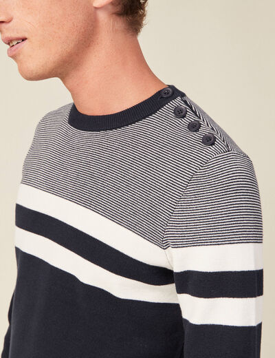 Pull manches longues bleu marine homme