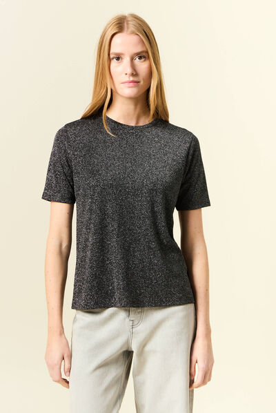 T-shirt manches courtes gris foncé femme