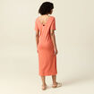 Robe longue droite col rond terracotta femme