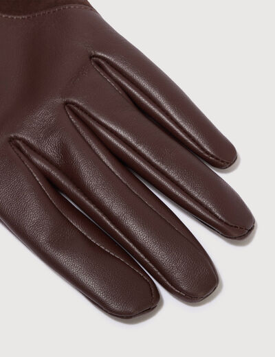 Gants en cuir marron fonc&eacute; femme