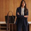 Blazer manches longues col tailleur bleu marine femme