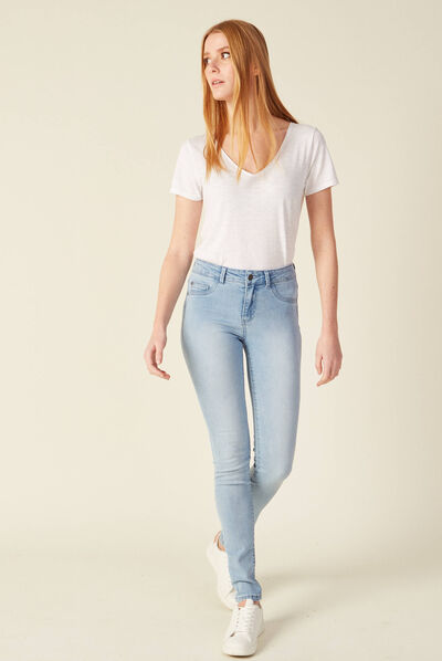 Jeans Lou - jegging denim bleach femme