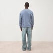Sweat col rond manches longues en coton bleu gris homme