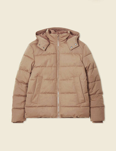 Doudoune capuche amovible marron foncé homme