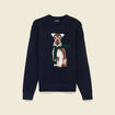 Pull col rond manches longues bleu marine homme