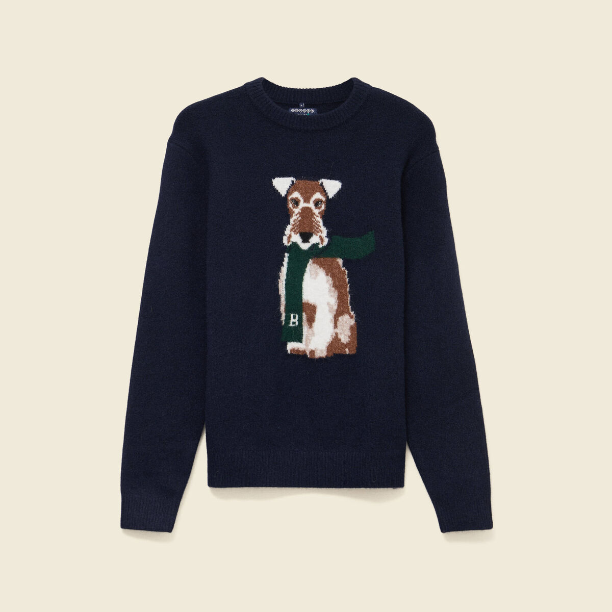 Pull col rond manches longues bleu marine homme