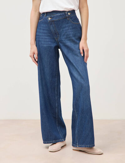 Jeans loose taille haute en coton denim stone femme
