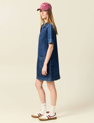 Robe jeans manches courtes denim stone femme