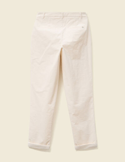 Pantalon large 7/8&egrave;me taille haute ecru femme
