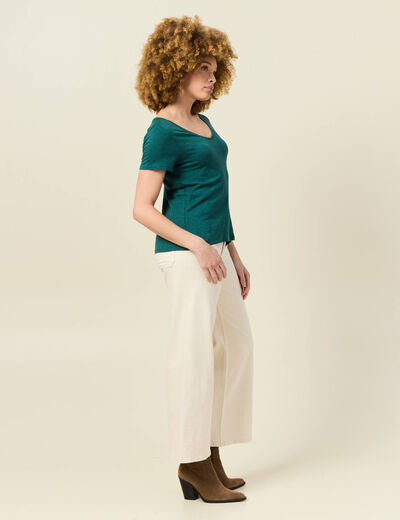 T-shirt manches courtes vert canard femme