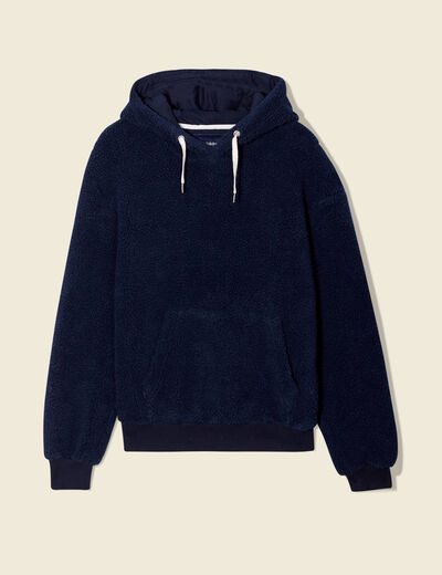 Sweat à capuche sherpa bleu marine homme