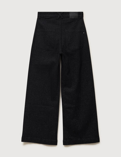 Jeans large taille haute denim noir femme