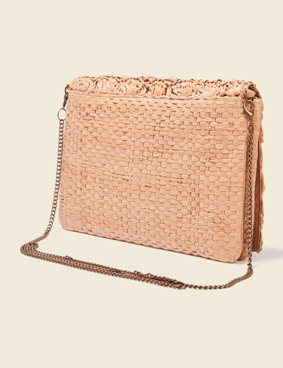 Sac pochette en paille sable femme