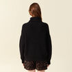 Pull manches longues col roul&eacute; brillant noir femme