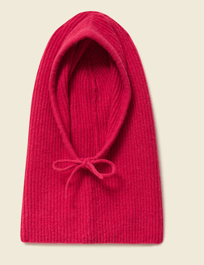 Cagoule tricot&eacute;e rose fushia femme