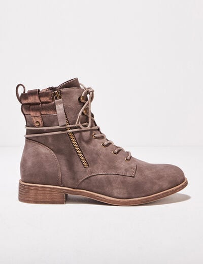 Bottines à détails zippés beige femme