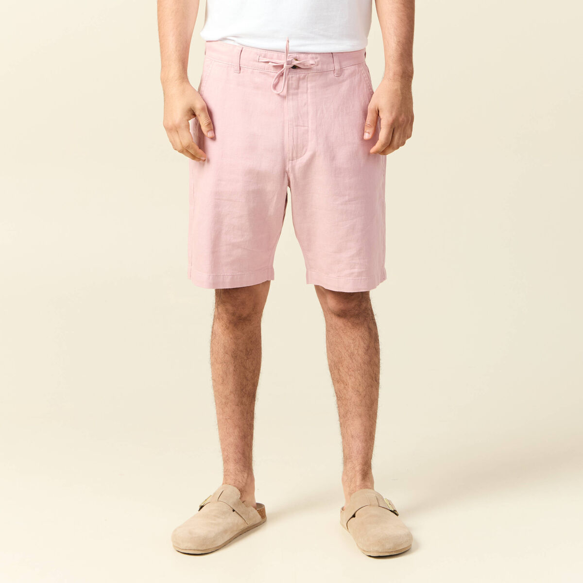 Bermuda chino rose pastel homme