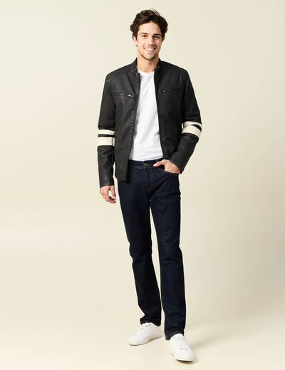 Blouson motard simili cuir noir homme