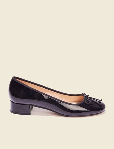 Ballerines vernies en cuir noir femme