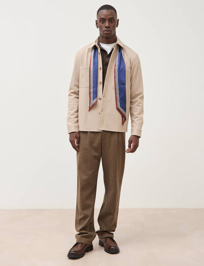 Surchemise droite col am&eacute;ricain beige homme