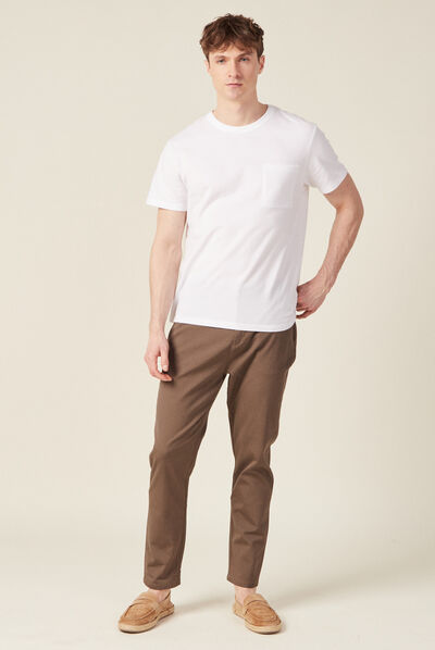 Pantalon chino 7/8ème taupe homme