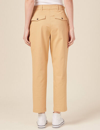 Pantalon chino fluide beige femme