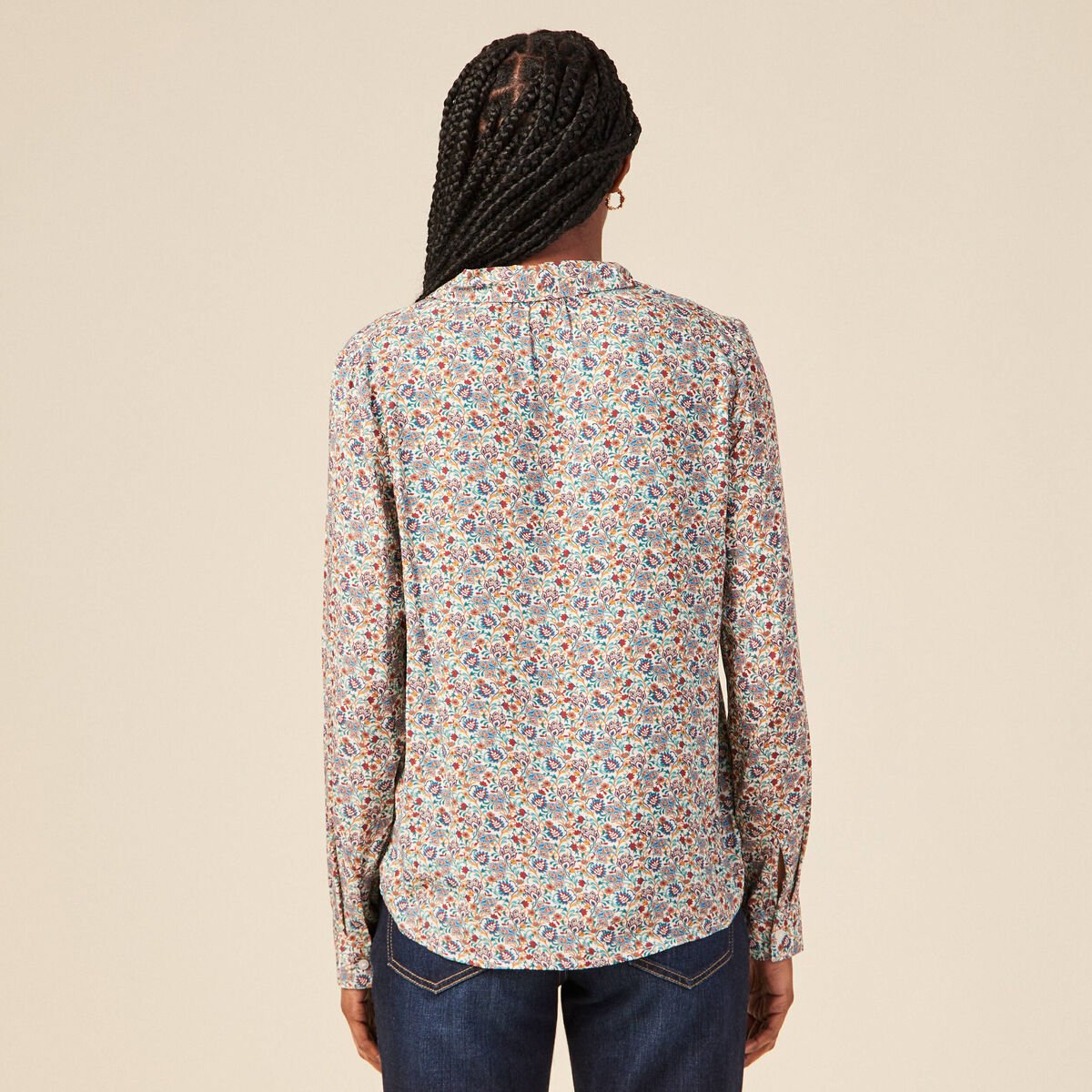 Blouse manches longues bleu turquoise femme