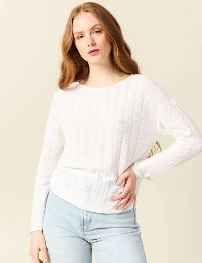 Pull manches longues ecru femme